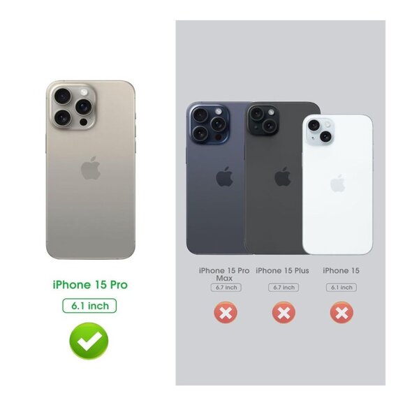 Arae for iPhone 15 Pro Wallet Case, PU Leather Flip Folio Case with Shoulder Str - Picture 3 of 7